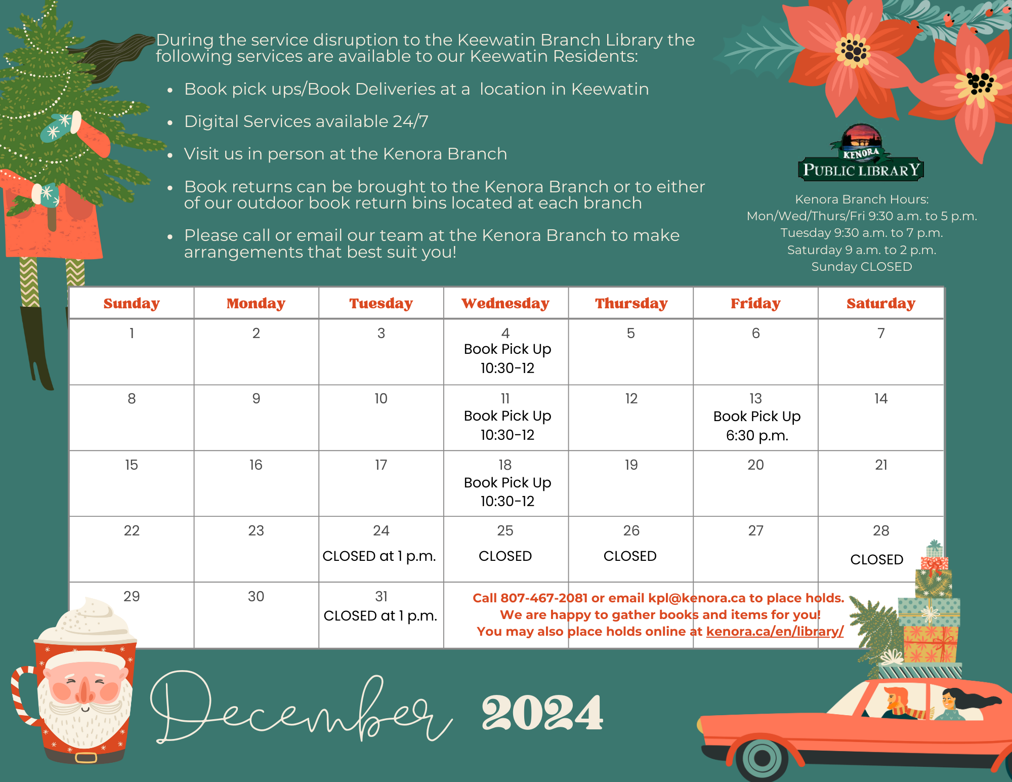 December book pickup calendar